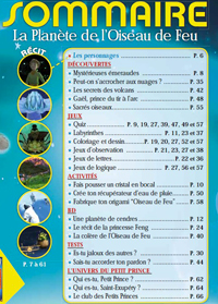 Sommaire du n°1 du Petit Prince magazine : La planète de l'Oiseau de feu
